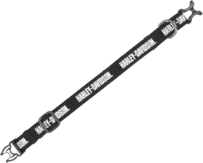 Harley-Davidson Cotton Webbing H-D Text Adjustable Pet Collar – Black/White - Image 2