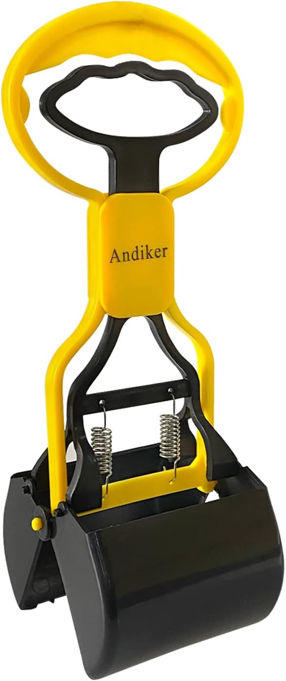 Andiker Portable Pet Pooper Scooper with Short Handle, Pet Clamp Scooper, High Elastic Spring Dog Poop Scoop Indoor and Outdoor Cleaning Tool (Purple)