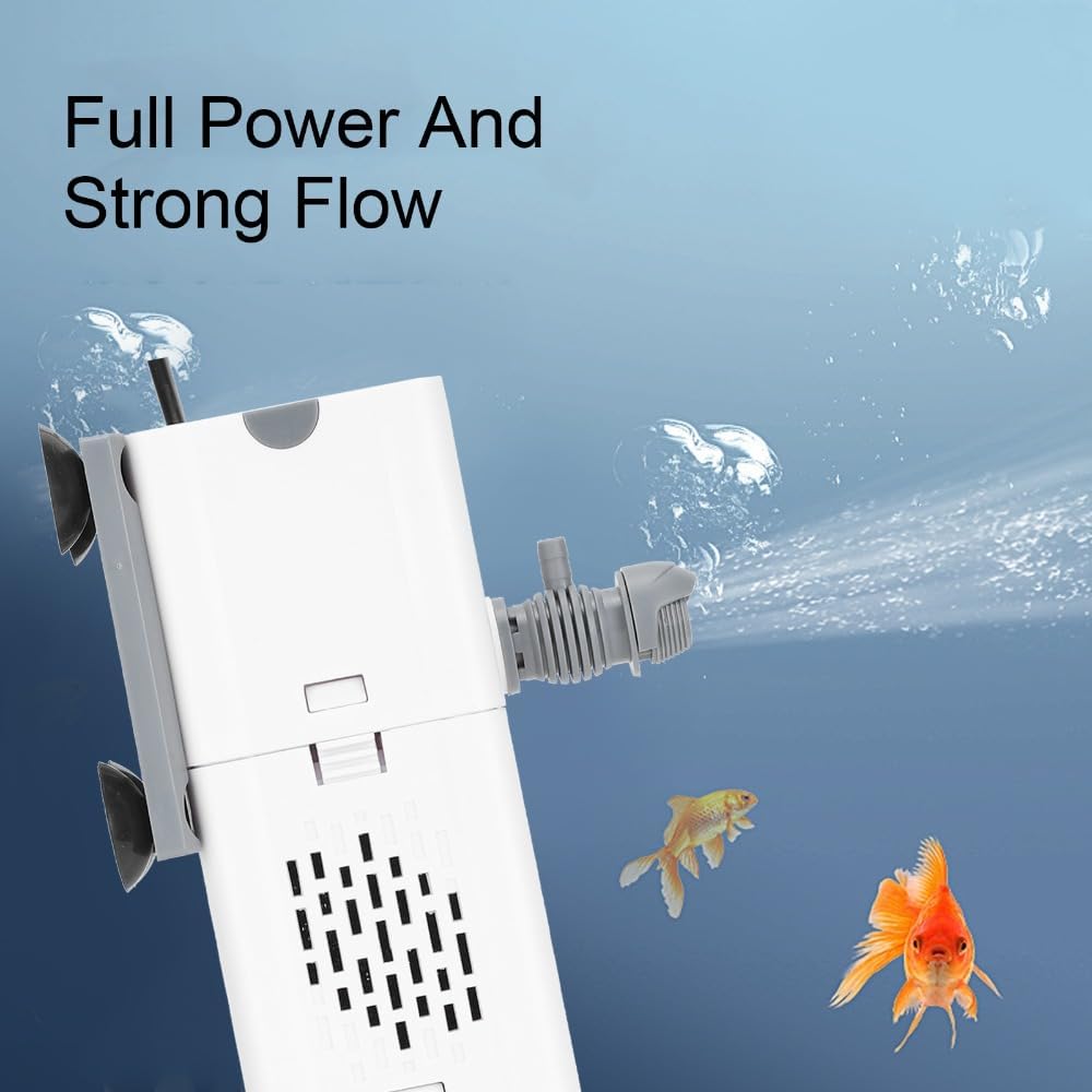ZYN61 Submersible Aquarium Filter 6W 500L/H – 4-in-1 Water Pump with Multi-Layer Filtration for Fish Tank Cleaning and Oxygenation(US)