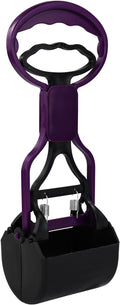 Andiker Portable Pet Pooper Scooper with Short Handle, Pet Clamp Scooper, High Elastic Spring Dog Poop Scoop Indoor and Outdoor Cleaning Tool (Purple)
