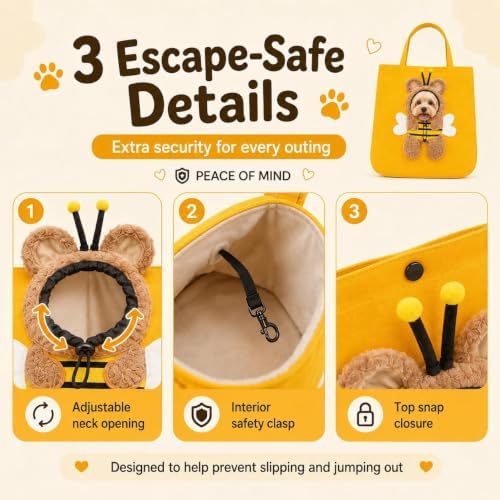 Breathable Pet Canvas Shoulder Carrier, Cat Dog Tote | Colorful Animal Shapes Carrying Bag with Head-Out Design Adjustable Neck Small Dog(S)