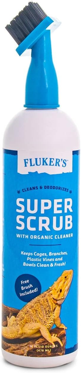Fluker's Super Scrub Brush & Organic Cleaner for Reptile Terrariums, Ensures Safe & Easy Cleaning, Deodorizes Terrarium