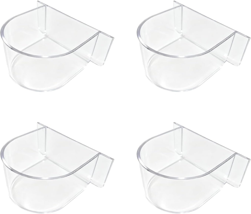 4 Pcs Clear Bird Cage Feeder Bird Cage Seed Water Feeder Cups