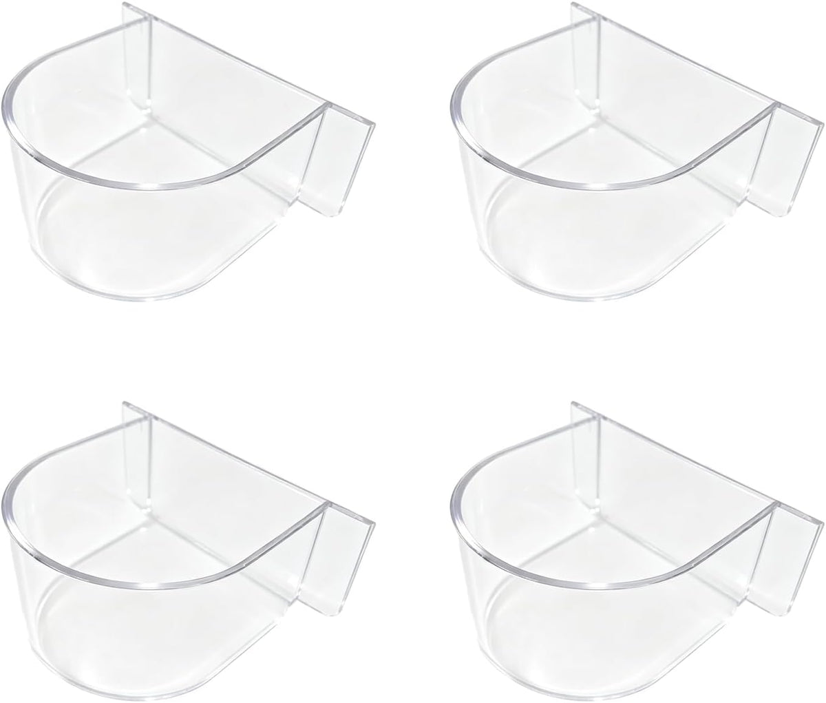 4 Pcs Clear Bird Cage Feeder Bird Cage Seed Water Feeder Cups
