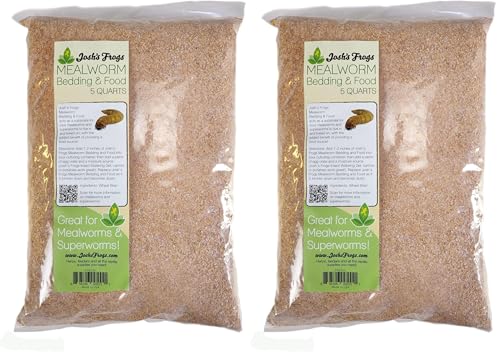 Josh's Frogs Mealworm & Superworm Wheat Bran Bedding and Food Source (5 Quarts) (Pack of 2)