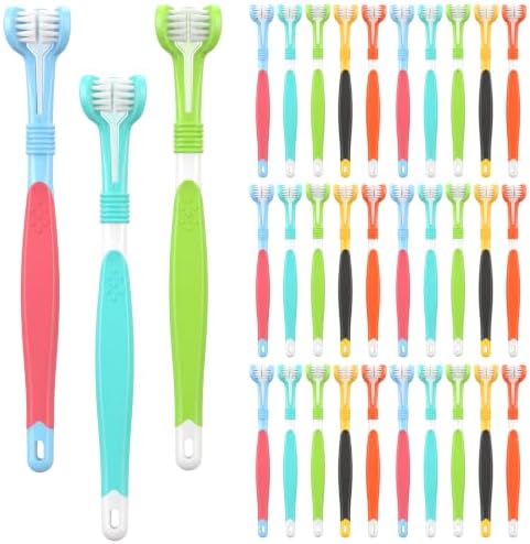 30 Pack 3 Sided Toothbrush for Dogs, 7 Inch Cleaning Brush, Pet Dental Care