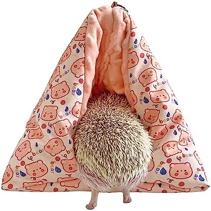 Handmade Cuddle Sack Sleeping Bag Pouch for Hedgehog Hamster Rat Sugar Glider Small Animal Hanging Cage Cave Bed (Pink)