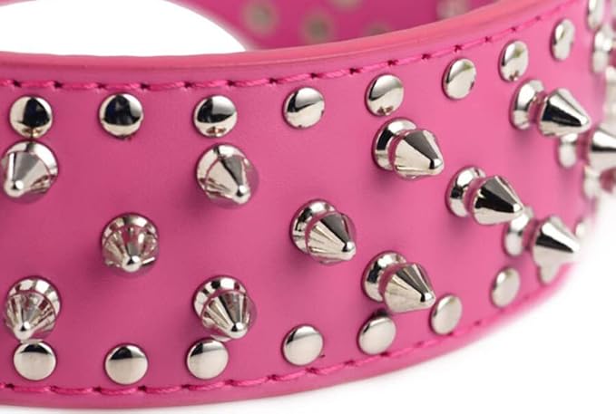 Serijoars Spiked Studded Dog Collar, PU Leather Dog Collar, Adjustable Pet - Image 3