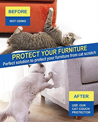 10 PCS Cat Scratch Furniture Protector - Specially Designed for Leather Furniture, Cat Couch Protector Scratching Deterrent, Strong Adhesion, No Residue (16PCS)