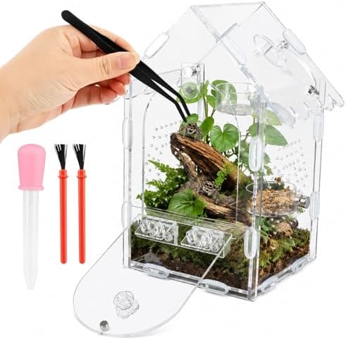 Jumping Spider Enclosure, Pray Mantis Home, Front Opening Acrylic Terrarium