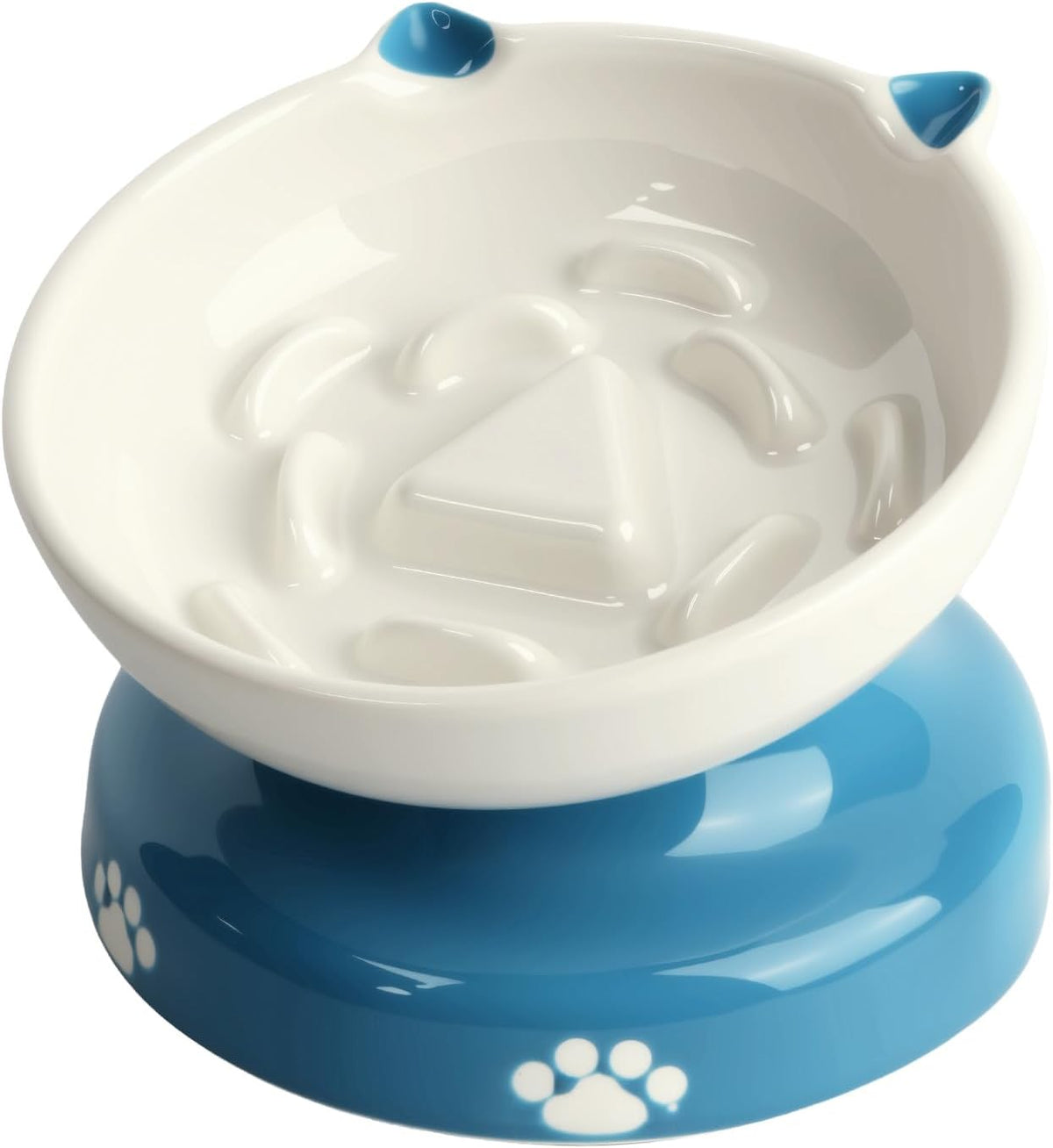Y YHY Ceramic Slow Feeder Cat Bowl, Elevated Cat Bowl Tilted Design Slow Feeder for Dog and Cat for Dry and Wet Food, Pink