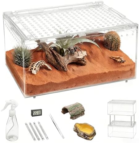 PC Small Reptile Terrarium Starter Kit,Magnetic Jumping Spider Enclosure