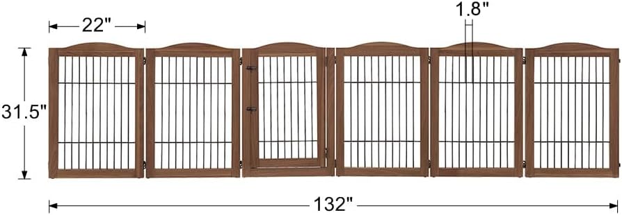 unipaws 132" Extra Wide Dog Gate and Pet Playpen with Walk Through Door