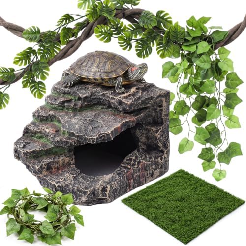 5 Pcs Reptile Hide, Bearded Dragon Cave, Tortoise Hideout Decor