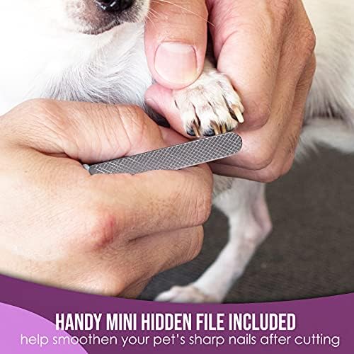Professional Nail Clippers with Safety Guard for Dogs & Cats By Poodle Pet- Pet Grooming Clippers with Stainless Steel Blades for Smooth Cuts- Dog Nail Trimmers with Hidden File for Large Dogs