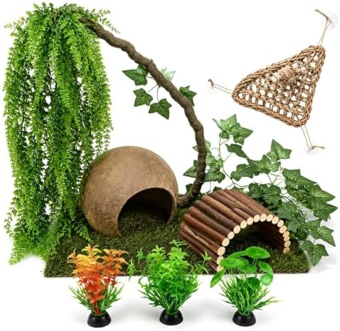 Hermit Crab Tank Accessories Kit, Coconut Hideout & Climbing Bridge
