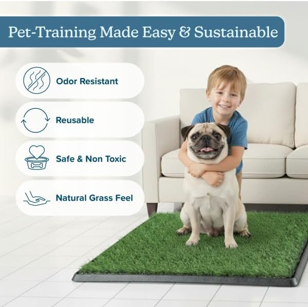 PETMAKER Artificial Grass Puppy Pee Pad for Dogs, Set of 3, 18.25”x14.25”