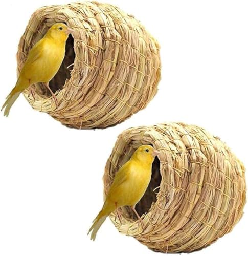 Hamiledyi Bird Nest Grass Bird Hut Outdoor Hanging Birdhouse Canary Nest