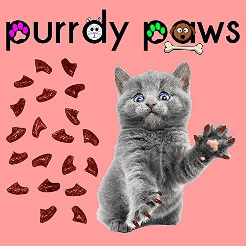 40 Pack Soft Nail Caps for Cat Claws Ruby RED Glitter Small