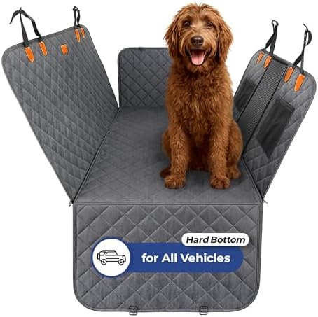 Ruff & Stuff Dog Car Seat Hard Bottom Cover for Back Seat Up to 170lbs | for All Vehicles | Waterproof Scratch-Resistan (Gray) (Gray)