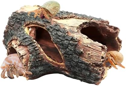 Hermit Crab Hideout, Resin Simulation Stone Reptile Cave Hideout, Hermit Crab Climbing Toys, Terrarium Habitat Decor for Lizard Spider Aquarium Fish Gecko Bearded Dragon