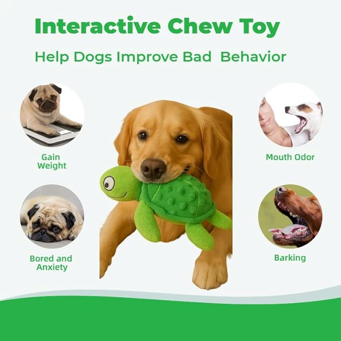 Squeaky Sea Turtle Plush Dog Toy – Durable, Interactive Chew Toy - Image 3