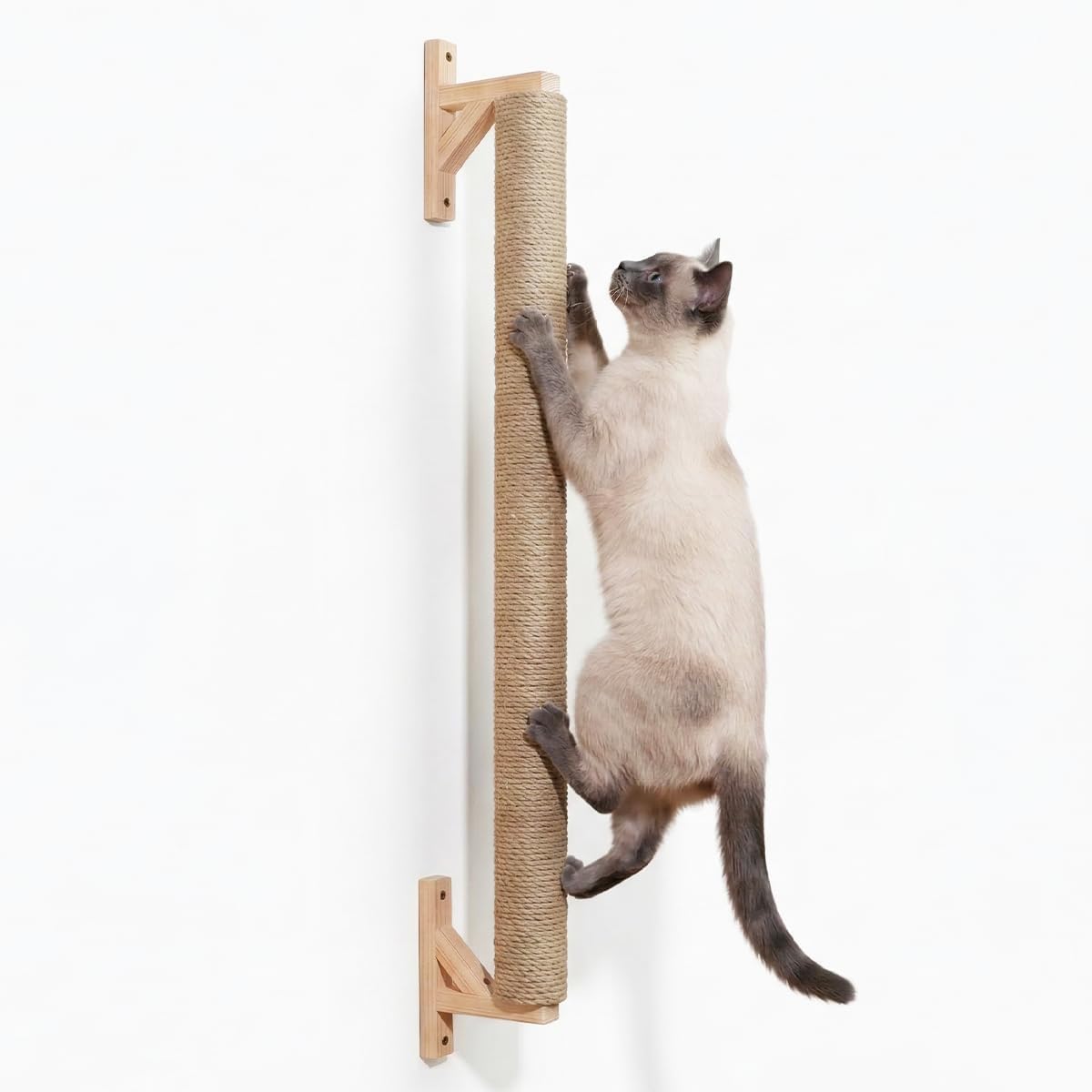 Wall Mounted Cat Scratcher 34'' Jute Cat Scratching Post Tree Kitten Sturdy Climbing for Indoor Cats Vertical Tall wall mounth Fiber cat Scratch Posts Tower cat Climbing wall Systems (M)