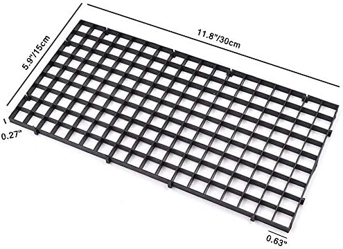 4 Pcs Aquarium Divider Tray Plastic Grid Aquarium Egg Crate Light Diffuser, Fish Tank Divider Filter Bottom Isolation with 8 Pcs Sucker Clip(Black)