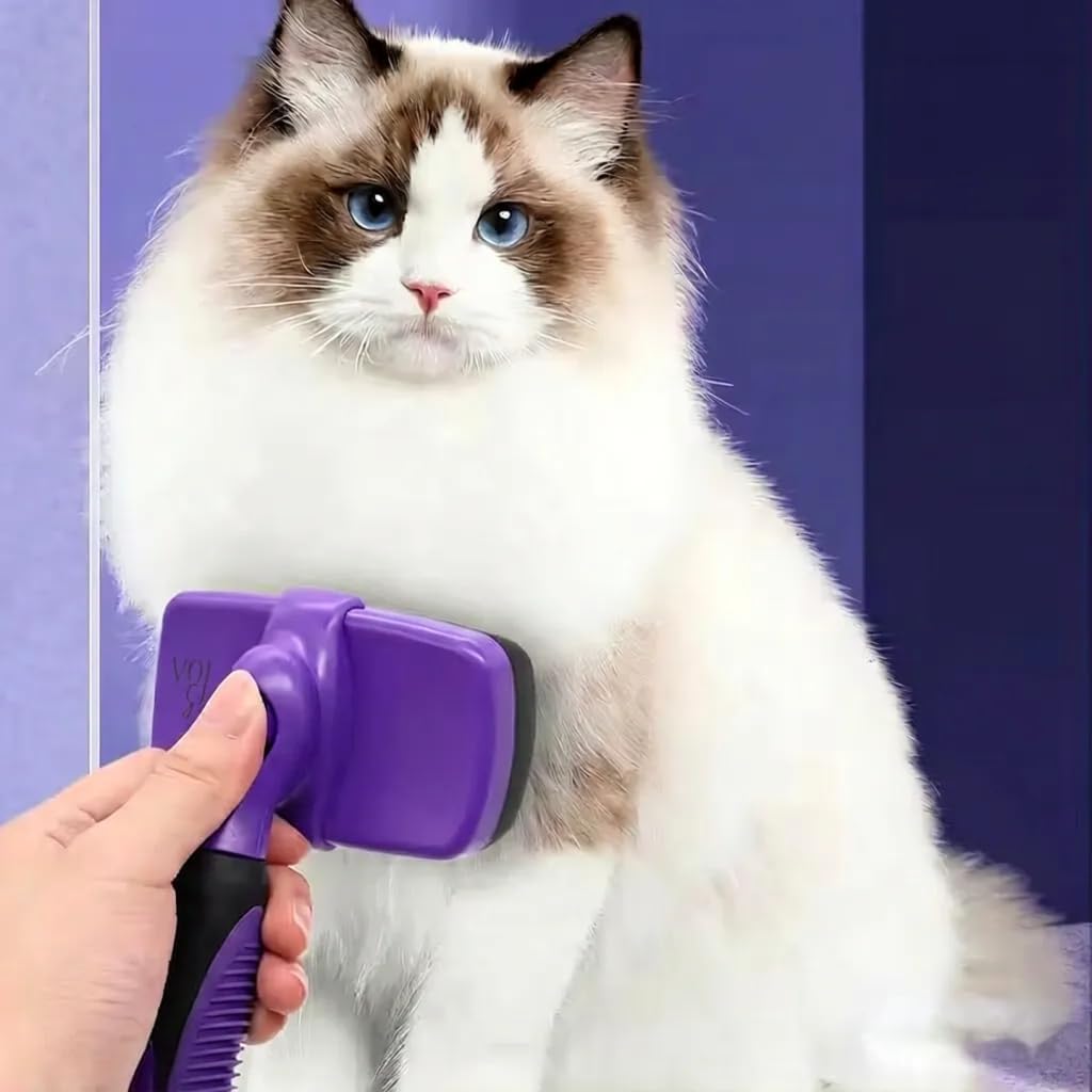 Volpe Cat Brush, Dog Brush, Cat Brushes for Indoor Cats, Easy to Clean, Dog Brush for Shedding, Dog Hair Remover, Deshedding Fur Removal,Purple