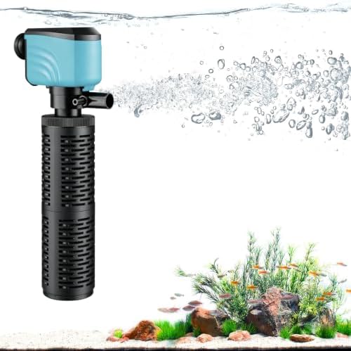 50-150 Gallon Submersible Aquarium Filter, Internel Fish Tank Filters for Large Tanks, Whisper Turtle Tank Filter for Small Pond, Saltwater & Freshwater, Sky Blue