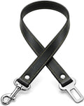 DowgClub Genuine Leather Dog seat Belt for car, Safe Distraction Free Driving, Heavy-Duty Design with Military Grade Hardware, Harness for Small, Medium and Large Pets (Black, 30")