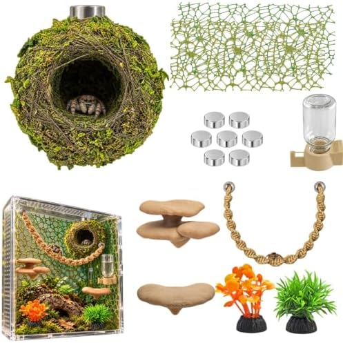 Jumping Spider Enclosure Accessories Kit with Moss Hide and Web