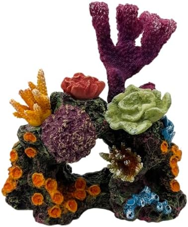 S-Lifeeling Charming Resin Coral Reef Ornament - Realistic Aquarium Decor Gift for Fish & Shrimp Hideaway, Suitable for Freshwater & Saltwater Tanks (6.1 x 4.1 x 6.1 inches)
