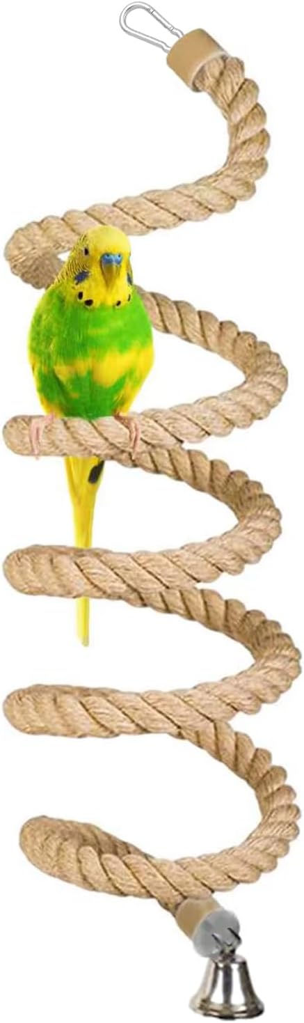 Bird Rope Perches Jute Rope,Bendable Parrot Bird Perch Rope Stand for Cage,Stand Climbing Stand Toy for Cockatiels, Lovebirds, Budgies,Parakeets(59")