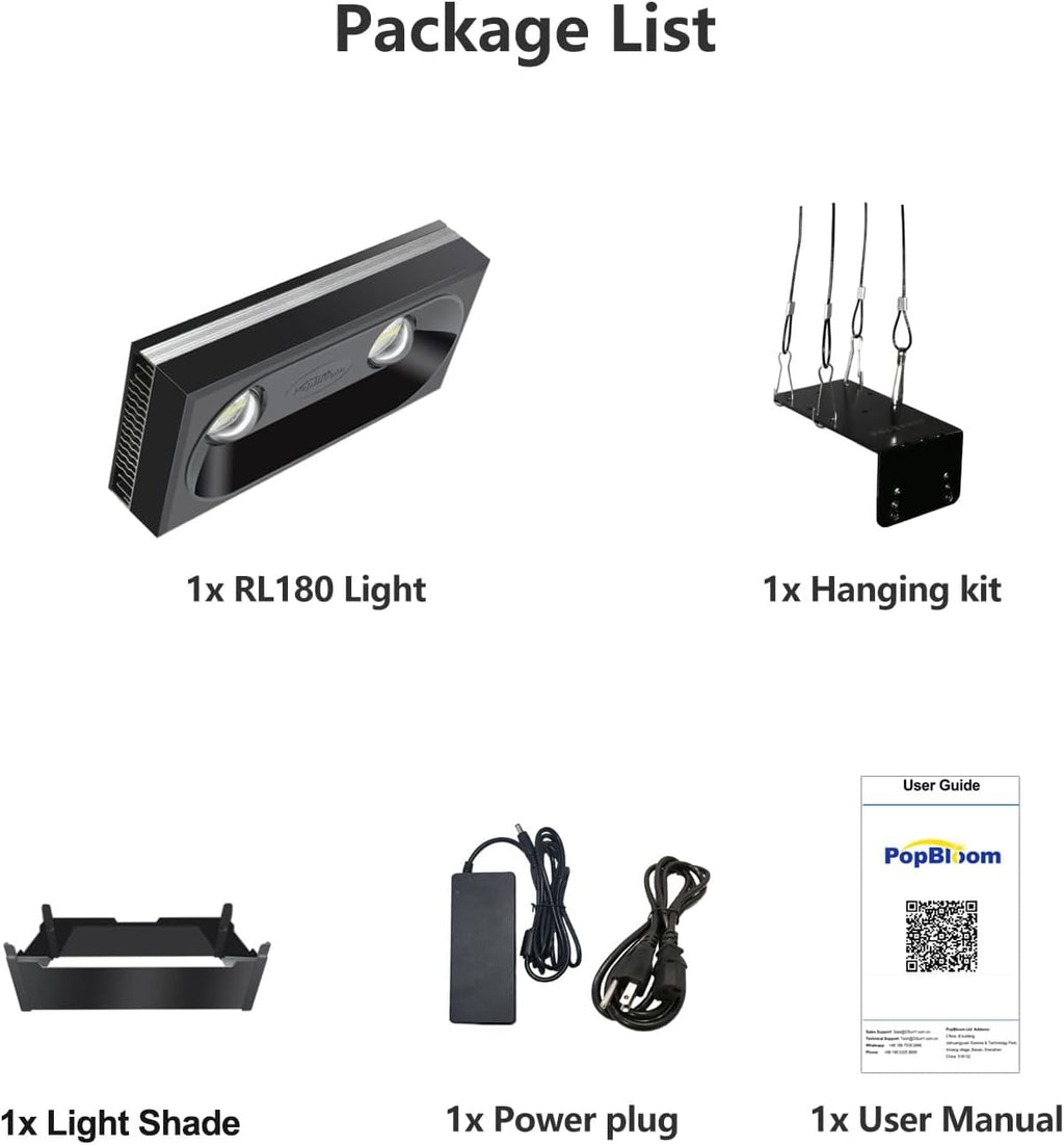 PopBloom RL180 Pro WiFi LED Reef Aquarium Light, 200W for LPS SPS Corals