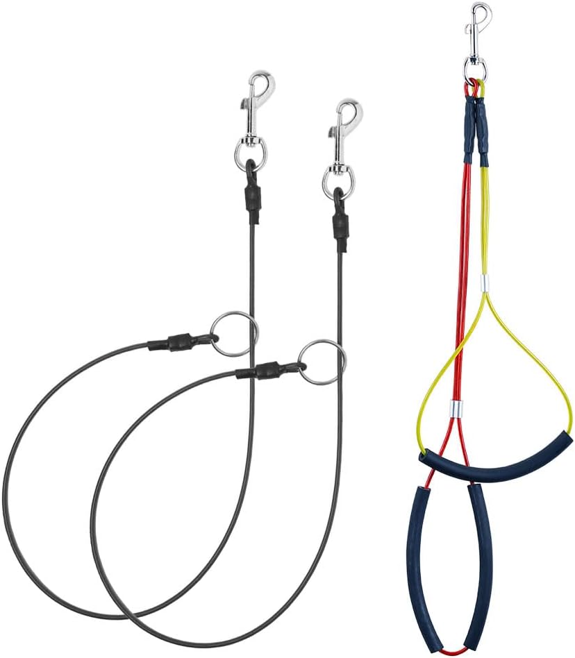 Pet Grooming Loop for Dogs - Fits Most No Sit Haunch Holder Pet Grooming Tubs and Tables Sturdy Steel Wire Rope(3 Packs) (Ring (Black)+No Sit Haunch Holder)