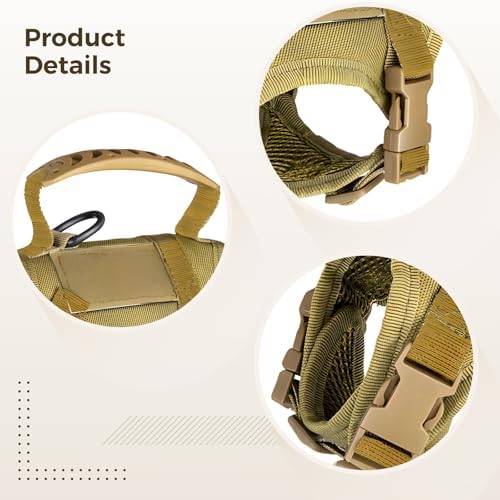 Tactical Cat Harness and Leash Set, Khaki with 2 Embroidered Patches, Escape Proof, Adjustable for Cats, Includes Retractable Leash and Control Handle