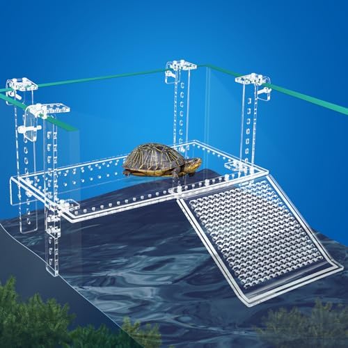 Adjustable Turtle Basking Platform with Ramp for 0.3-2" Rims (15x8.1)