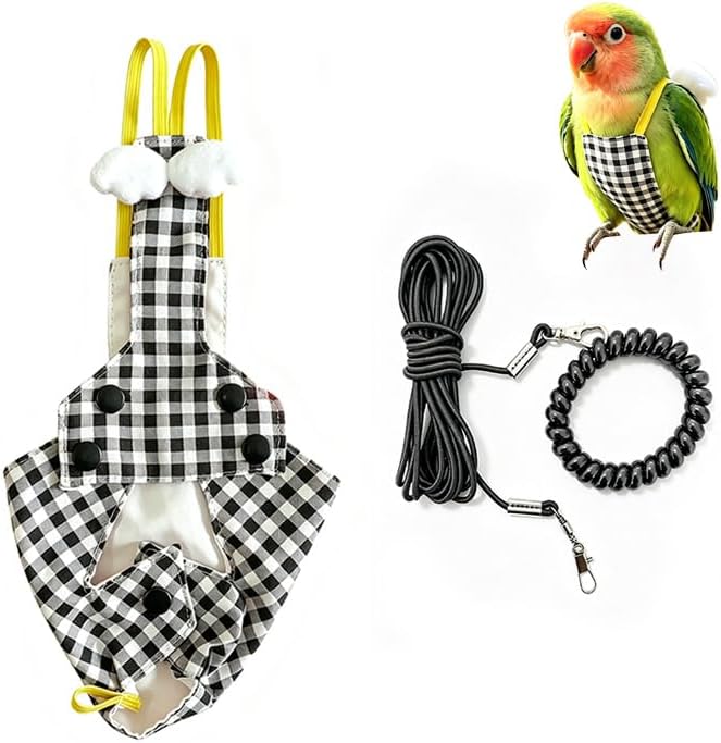 Bird Flight Suit with Leash & Handle, Adjustable Bird Harness Vest for Parrots, Cockatiels and Small Birds, Outdoor Walking, Training and Flying Accessories（Blue S）