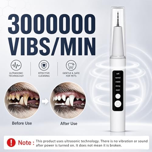 Puffluv Pet Teeth Cleaning Kit with LED Light, Electric Dental Cleaner for Dogs & Cats, 5 Adjustable Modes, Tartar & Stain Care Tool (White)
