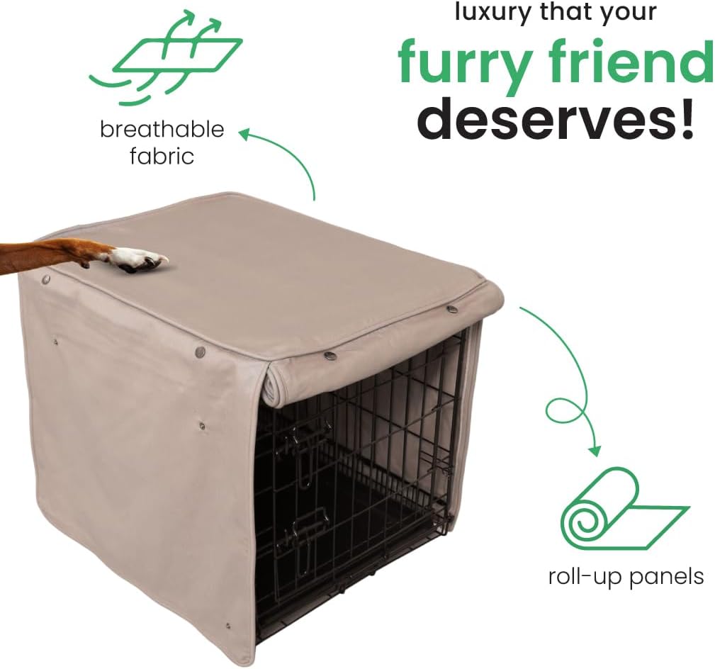 Molly Mutt Tan Dog Crate Cover, Non-Toxic & 100% Cotton, 36"x24"x27"