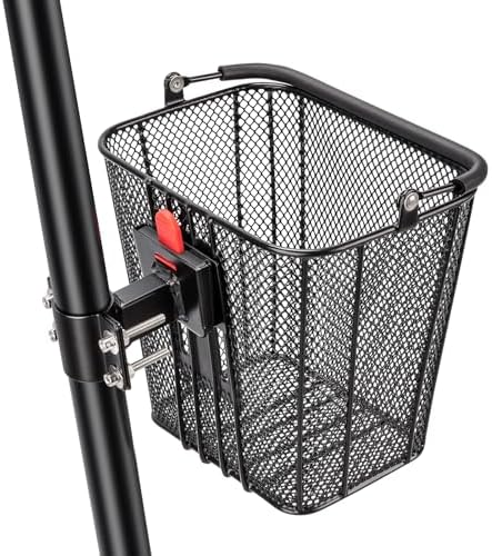CXWXC E-Scooter Front Basket with Handle, Quick-Release Handlebar Bracket Detachable Scooter Basket for E-Scooters, Folding & Kick Scooters