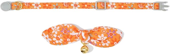 Bowtie Cat Collar with Bell 2 Pack Cotton Breakaway Kitten Collars with - Image 9