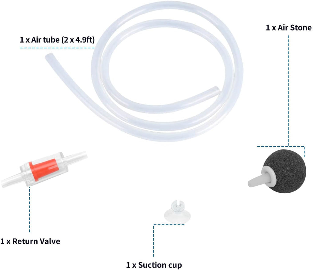 Aquarium Air Pump Single Outlet/Dual Outlet Adjustable Aerator with Accessories for 10-100 Gallon Fish Tank