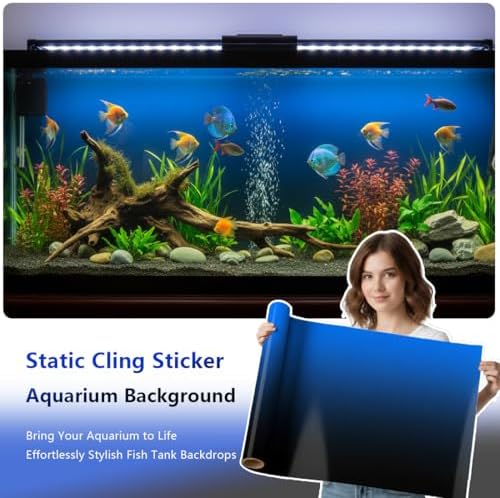 Aquarium Background - Static Cling Fish Tank Sticker - Black Blue Gradient | Easy Install for Glass Tanks, No Residue, Reusable 40 x 30 cm / (16 x 12 inches)