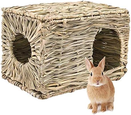 LWINGFLYER Rabbit Grass House Bunny Grass House Sleeping Chew Toys for Small Animal Bunny Hamster Chinchillas Guinea Pet Hay Bed (1PCS)
