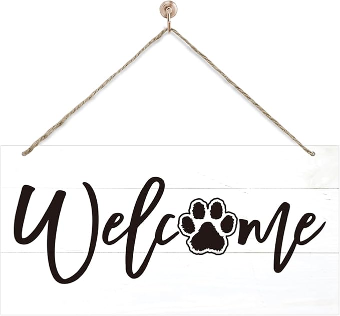 Welcome Sign for Front Door, Welcome Decor Wooden Hanging Sign for Wall Decor by corner+wind
