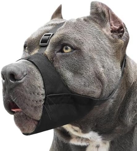 Mayerzon Soft Fabric Dog Muzzle for Pitbull Rottweiler Anti Fierce Biting