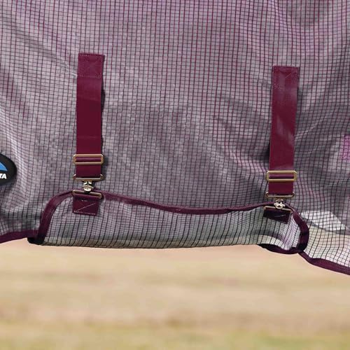 WeatherBeeta ComFiTec Ripshield Fly Sheet Detach-A-Neck, White/Burgundy, 78"