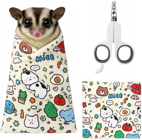 Sugar Glider Grooming Wrap with Nail Clipper, Small Pet Restraint Bag for Safe Nail Trimming & Stress-Free Care,for Sugar Glider, Hamster,Guinea Pigs,Squirrel,Bearded Dragon